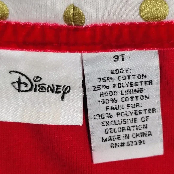 Disney Minnie Mouse Red Velvet‎ Ruffle Hooded Jacket 3T Christmas Holiday - Picture 9 of 13